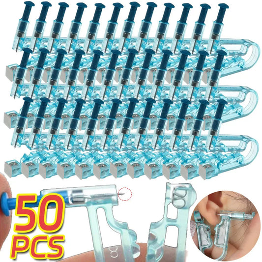 Disposable Safety Ear Piercing Gun 1/50Pcs Asepsis Healthy Ear Studs Piercer Tool No Pain Sterile Body Ear Nose Lip Piercing Kit.