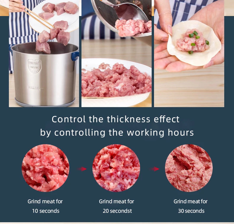 DIVEDEER Meat grinder household electric stainless steel cooking stirring garlic mince mince machine small garlic puree.