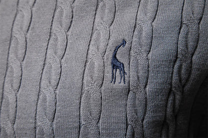 2024 High-quality Men's Sweater Pullover New Deer Embroidery Solid Color Knitted Sweater Men's Knit Sweaters  Men Clothing