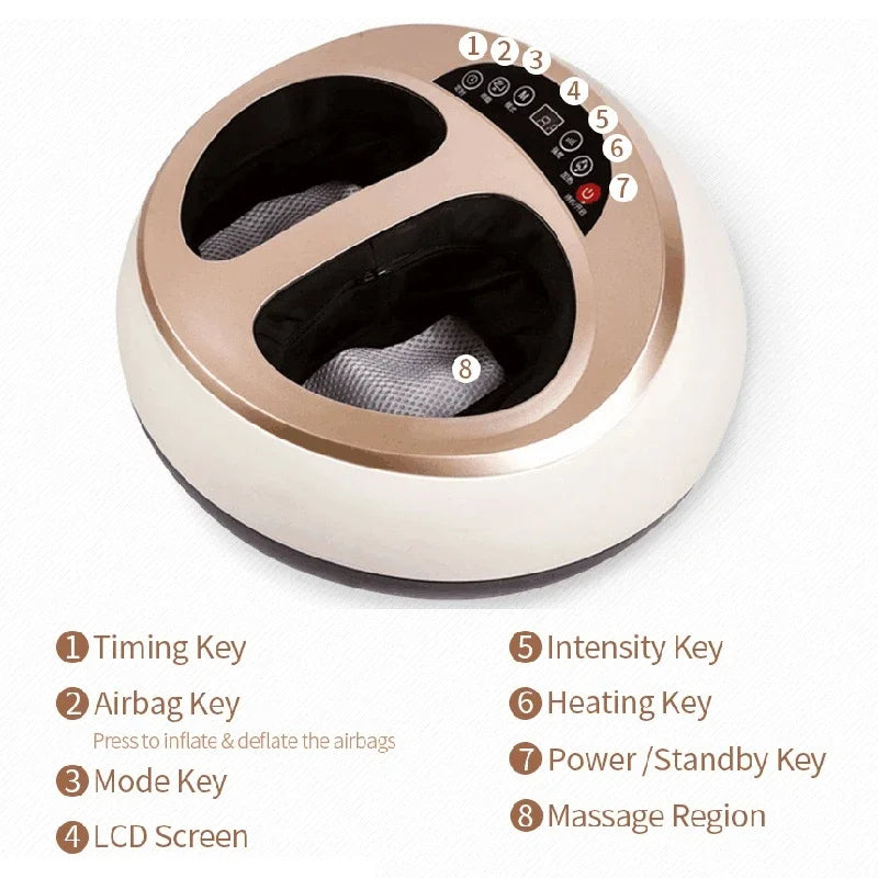 Electric Shiatsu Foot Massager Health Care Heating deep Kneading Scraping Vibration Air Compression Massage Therapy Anti-stress.