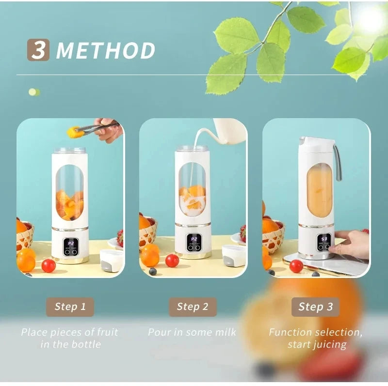 2025 New Household Charging MINI Crushed Ice Electric Juicer Powerful Motor 450ML Large Capacity Digital Display Juice Cup.