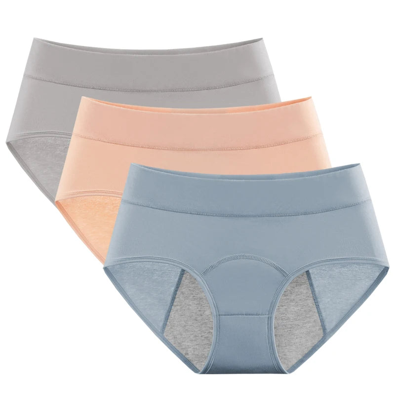 3pcs Cotton Women's Mid Waist Leak Proof Menstrual Panties Female Widen Period Physiological Briefs Lady Ventilate Comfort Panty.