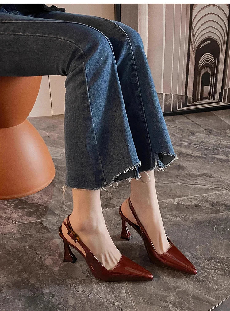 Luxury Designer Summer Women Sandals Fashion Pointed Toe Singbacks Shoes Ladies Elegant High Heel Stripper Sandalias.