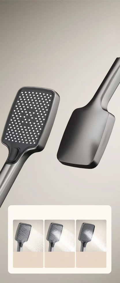 Bathroom Shower System Brass Mirror Surface Temperature-Controlled for Bathtub Faucet with Digital Display, LED Strip