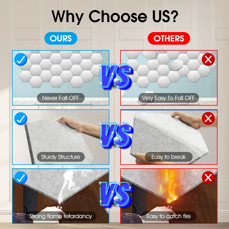 TOUO High Density Acoustic Panel 12pcs Soundproofing Panels Studio Acoustic Treatment Wall Sound Absorbing Bedroom Decoration