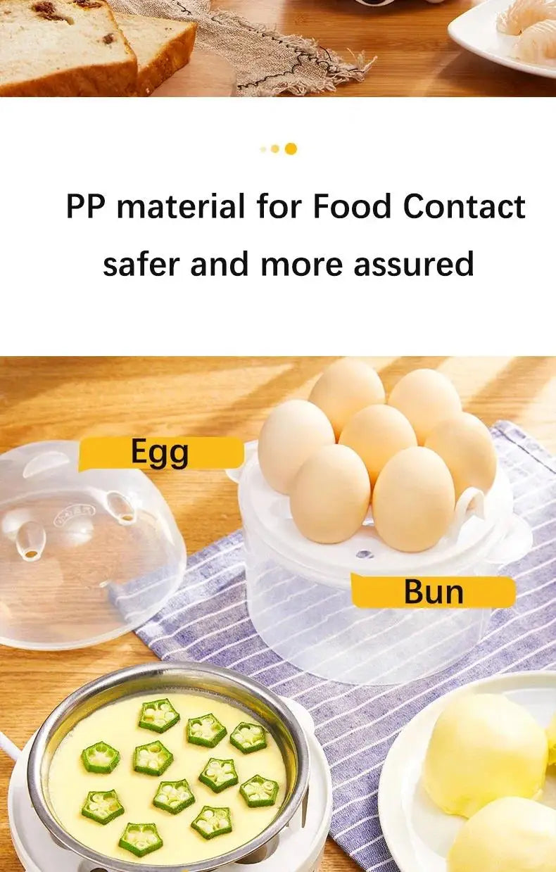 110V/220V Multifunctional Electric Egg Boiler Double Layers Egg Cooker Mini Steamer Poacher Kitchen Cooking Breakfast Machine.