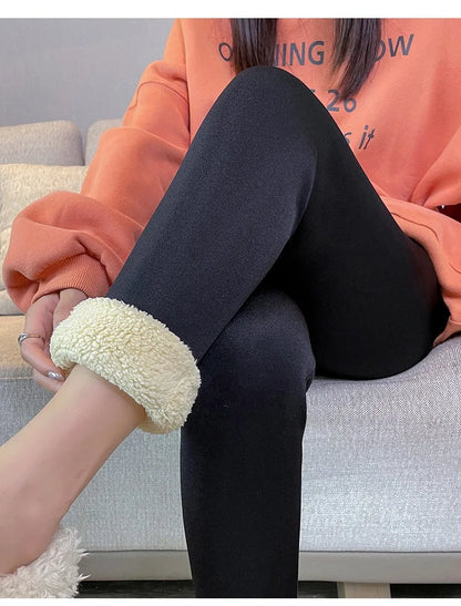 1pcs Winter Leggings Women Cotton Extra Thick Warm Pants Fashion Thermal Legging Slim Black Elastic High Waist Solid Leggings.