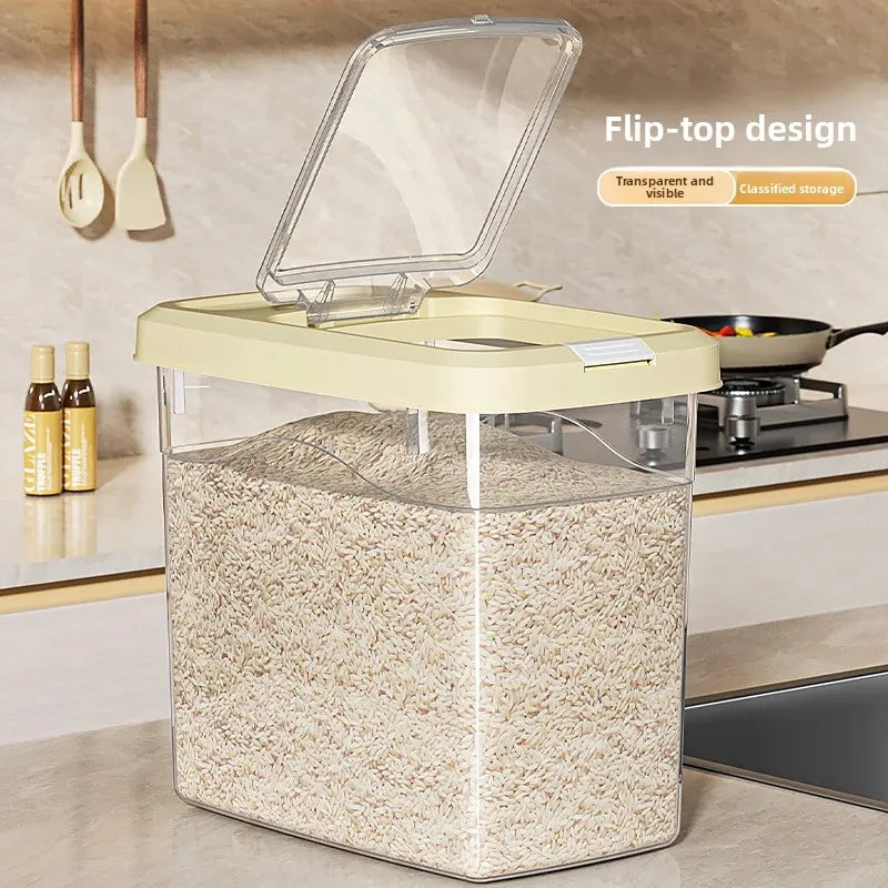 Food Grade Press to Open Seal Moisture Proof Insect Resistant Large Capacity Grain Storage Box Home Use Rice Tub for Grains.