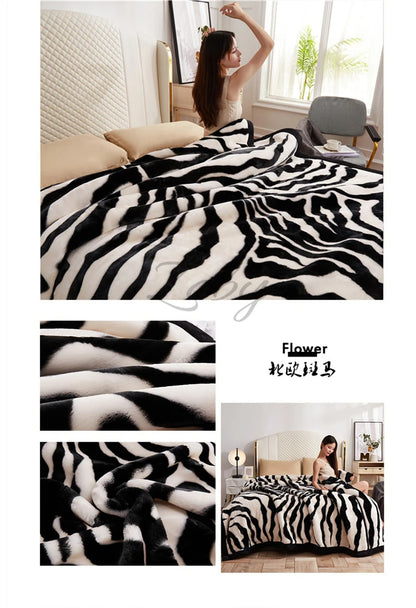European Style Warm Raschel Blanket for Winter High End Soft Thicken Warmth Weighted Blanket Double Side Flocked Comforter Duvet