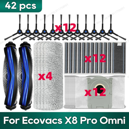 Compatible for Ecovacs X8 Pro Omni Accessories Main Side Brush Hepa Filter Rag Dust Bag Replacement Parts