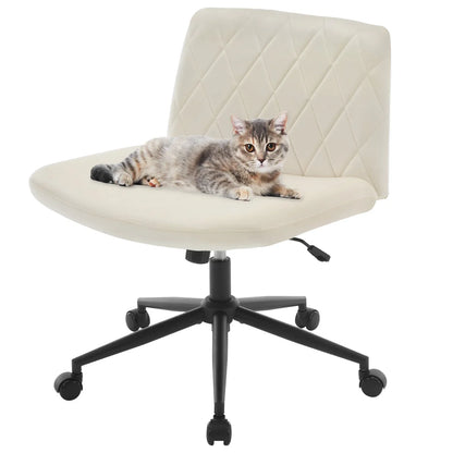 WOLTU Ergonomischer Bürostuhl aus Samt, drehbarer Rollenstuhl, Rückenlehne, gekreuzte Beine, neigbarer, höhenverstellbarer Schminkstuhl