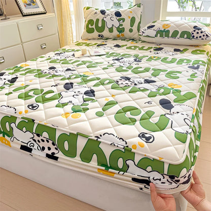 1pc Floral Style Bed Cover Quilted Bedspread Non-slip Mattress Protector Adults Kids Room Bedsheets 매트리스 커버 (No Pillowcase).