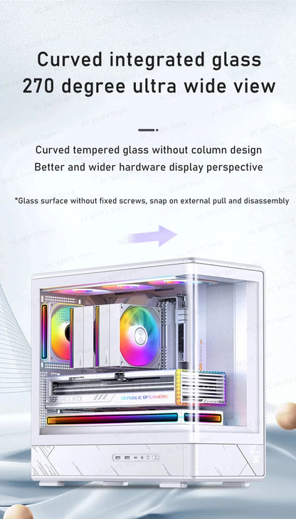 JONSBO D200 MATX Case (Column-Free Curved Sea View/240 Radiator/ATX Power Supply/Digital Display/Type-C Gen2 10Gbps+).