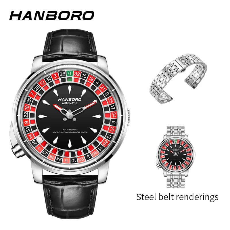HANBORO men's fully automatic mechanical watch, roulette wheel, roulette wheel, men's watch 1001