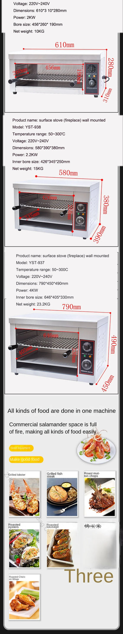 Household 220v Electric Heating Surface Stove Commercial Hanging Drying Oven With Timer Electric Oven New Multi-function Grille.