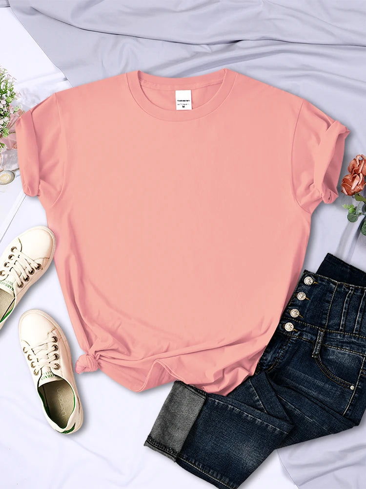 Solid Color Women T Shirts Comfortable Summer Tee Shirt All-Match Multicolor Streetwear Loose Hip Hop Short Sleeve For Female.