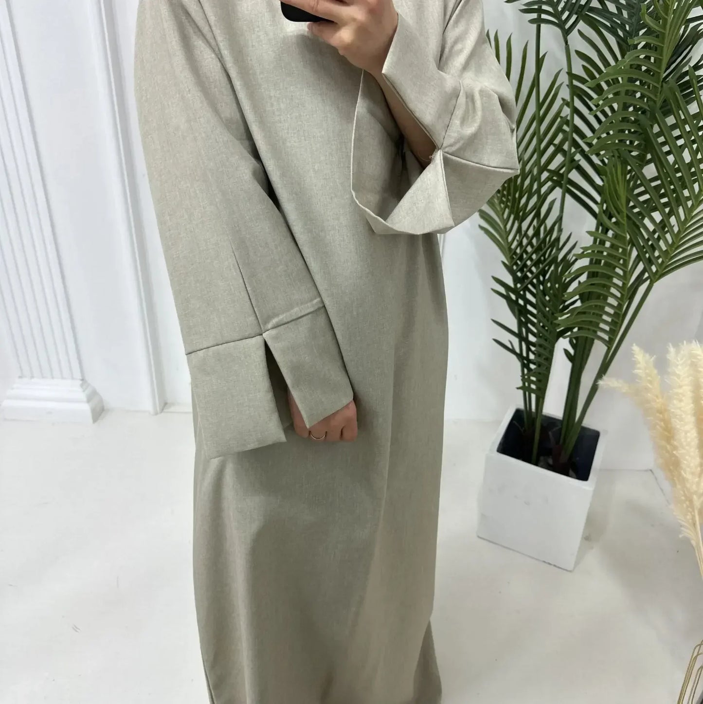 Plain Linen Closed Abaya Dubai Luxury Muslim Hijab Dress Turkey Casual African Dresses Abayas for Women Ramadan Eid Islam Kaftan.