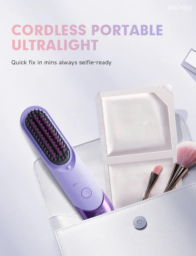 ENCHEN 2in1 Hair Straightener Brush Professional Electric Hair Stuff 200 Million Negative Ions Electric Brushes Hair Tools H100.