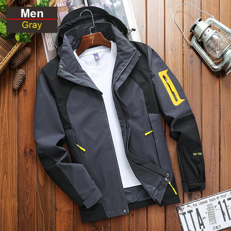 CHRLCK Men's Waterproof Hiking Jacket Women Windproof Windbreaker Breathable Camping Hunting Running Trekking Fishing Coats