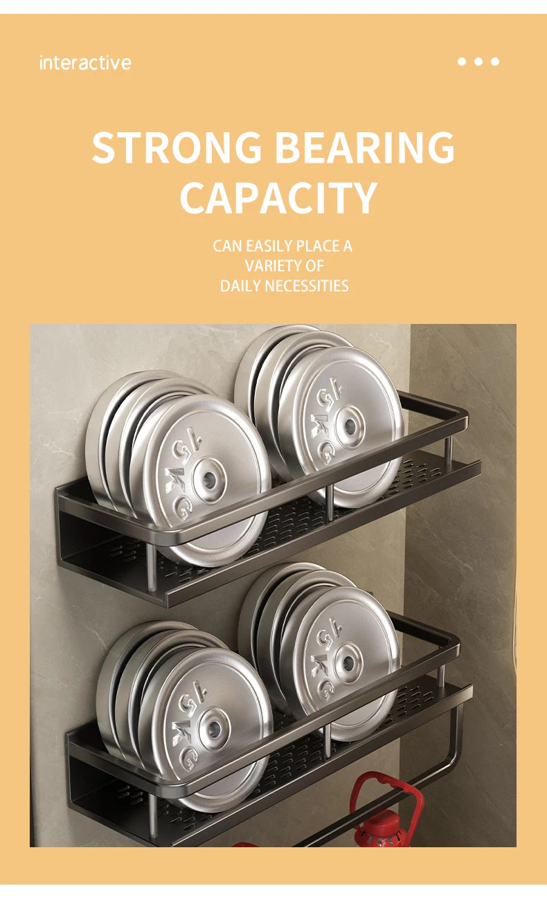 Bad Regal Make-Up Lagerung Organisatoren Aluminium Dusche Shampoo Handtuch Rack Regale Kein Bohrer Wand Regal Bad Zubehör