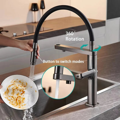 Luxury brass gun gray sensing kitchen faucet LED display touch switch hot&cold water pull-out purified water 2 function sink Tap