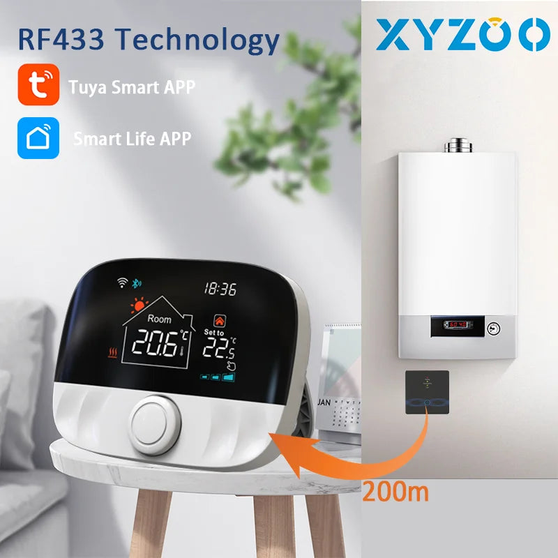 RF Wireless Thermostat Smart WiFi Floor Heating For Gas Boiler Battery Powered Tuya Temperature Controller Receiver Alice Google.