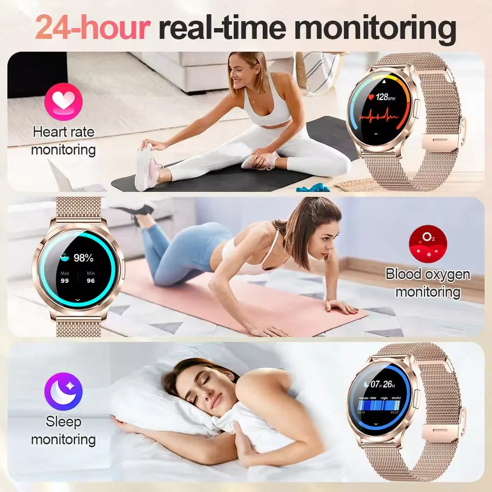 2025 New Smart Watch For Women AMOLED Screen Watches IP68 Waterproof Heart Rate Monitor Ladies Call Smart watch For Android ios.