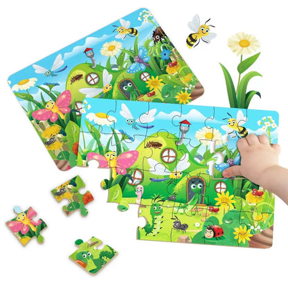Kids Cartoon Animal Jigsaw Puzzles Montessori Educational Toys Parent-Child Theme Game Paper Educational Gift for Children.