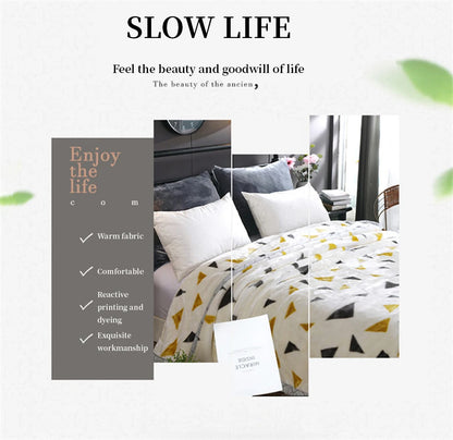 4.5kg Home Thicken Quilt Comforters Winter Warm Raschel Plush Blanket Print Throw Double Layer Fluffy Soft Quilt 200x230cm 이불 이불.