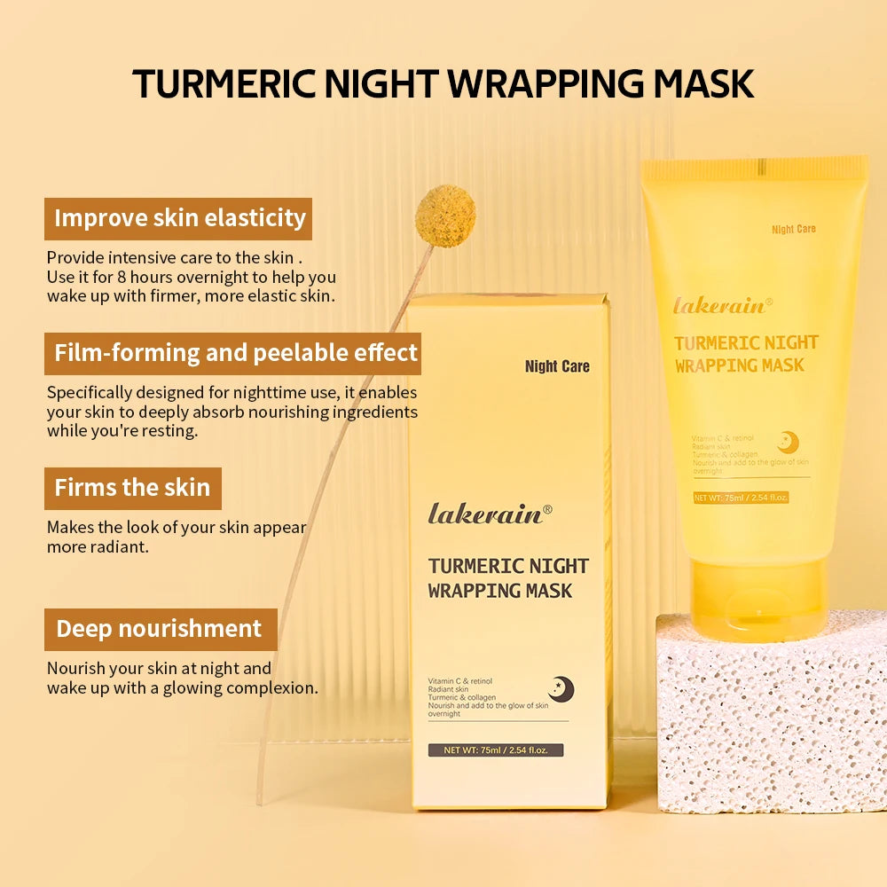 Kojic Acid Turmeric Overnight Wrapping Peel Off Mask Nourishes Hydrolyzed Collagen Glowing Skin Skin Firmnes Korean Skincare.