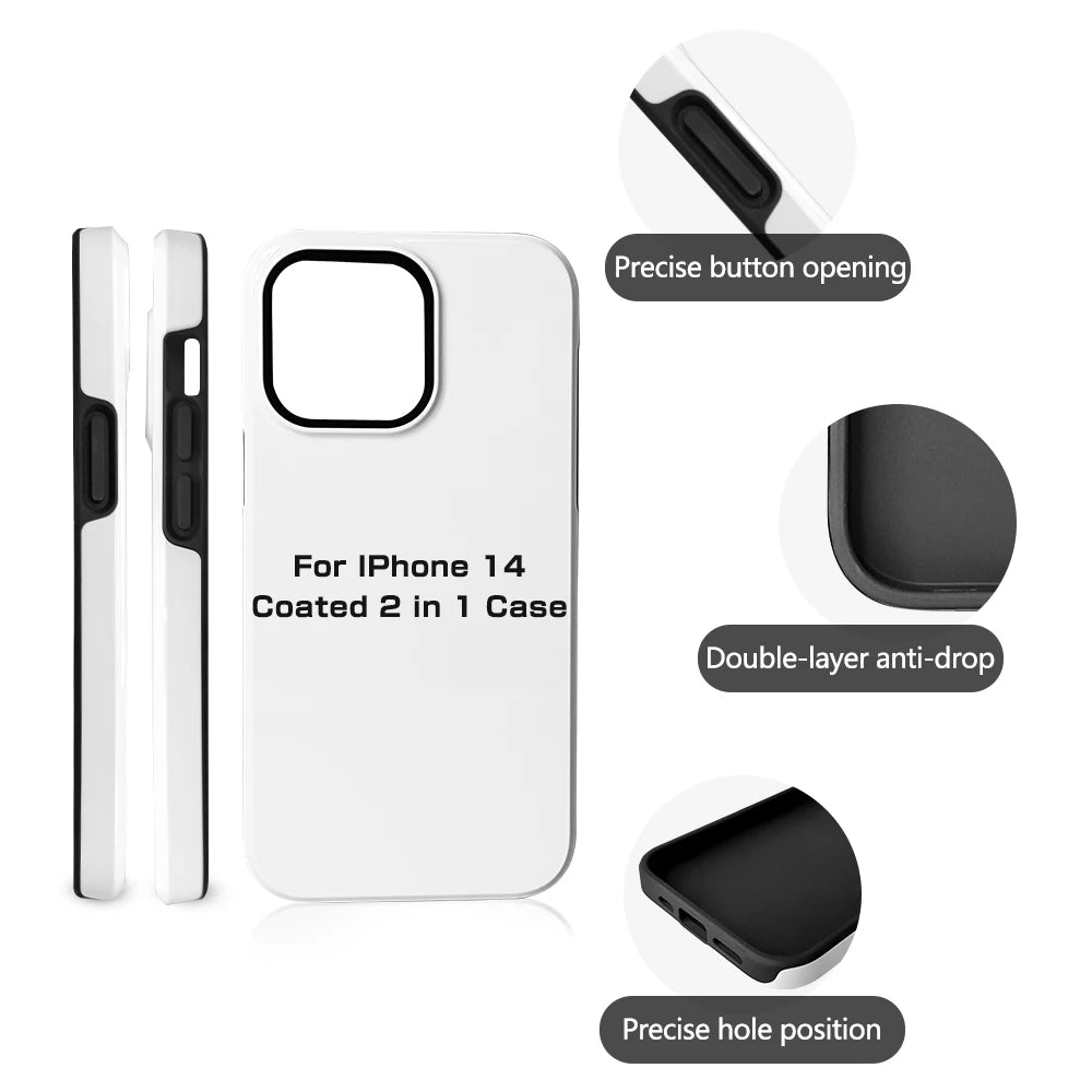 VORMIR 5pcs Coated 2 in 1 Blank Phone Cases for 3D Sublimation Printing Covers for iPhone 17 16 15 14 13 12 11 X XS XR Pro Max.