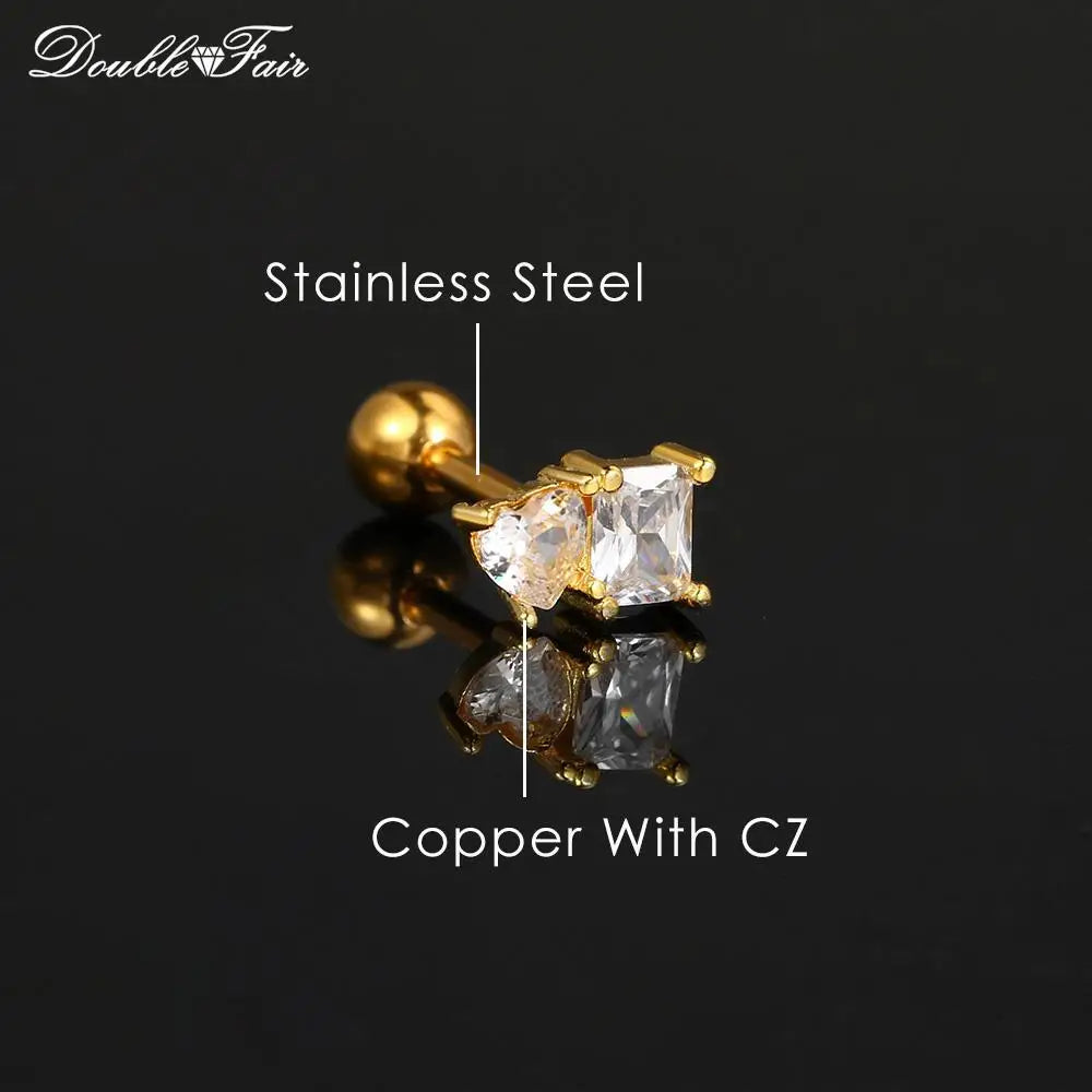 1pc Cartilage Tragus Helix Daith Crystal Ear Piercing Stud Earrings for Women Mini Screw Stainless Steel Stacking Ear Jewelry.