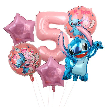 Disney Rosa Stich Geburtstag Party Dekorationen Mädchen Einweg Geschirr Ballon Kuchen Topper Tischdecken Liefert Baby Dusche