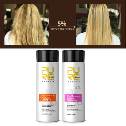 PURC Professional Brazilian Keratin Hair Treatment Cream Straightening Smoothing Scalp Treatment Purifying Shampoo Hair Care.