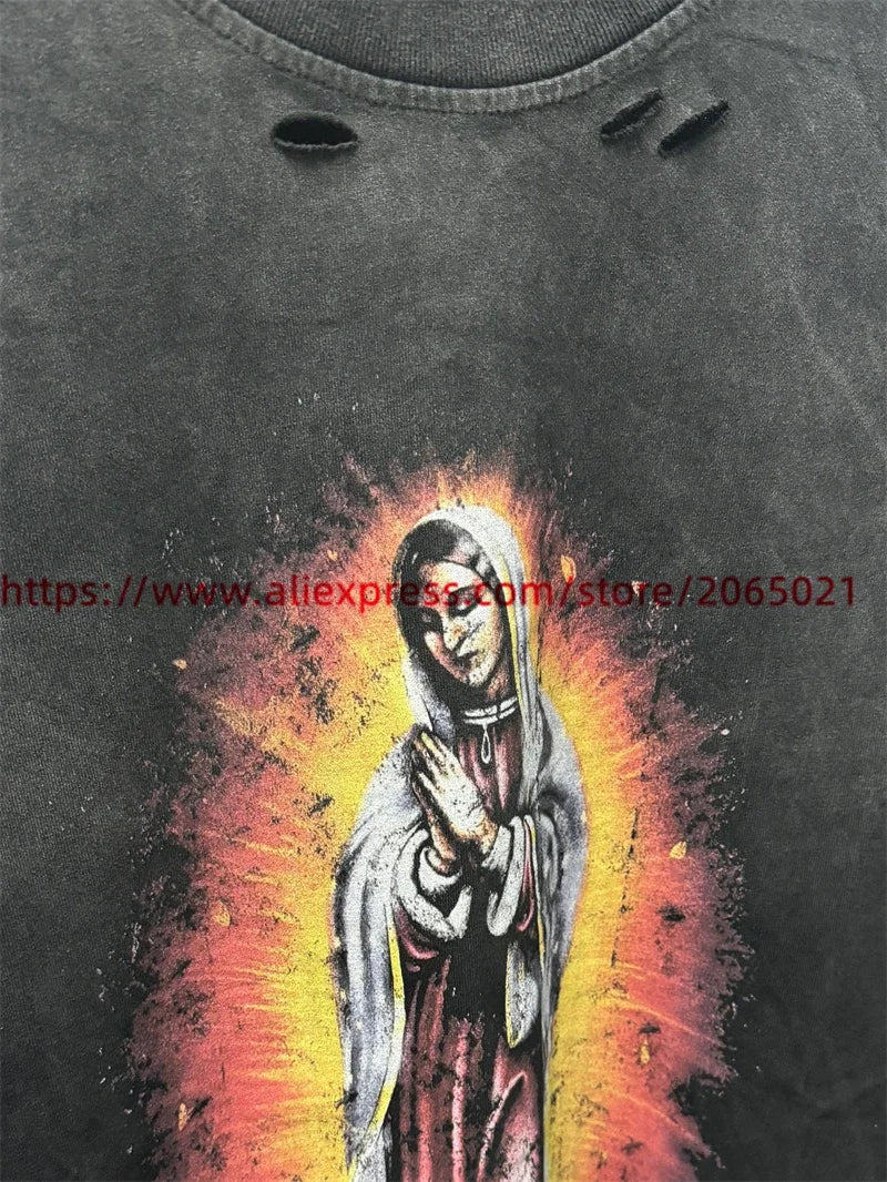 SAINT Vintage NIN Nine-inch Nail T-Shirts Best Quality Vintage Washed T Shirt Tee Tops