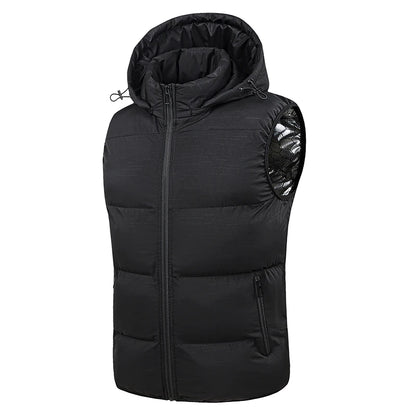 New Men Autumn Thicken Sleeveless Vests Jacket Coat Mens Winter Warm Detachable Hat Outwear Waistcoat Hooded Vest Jacket Male