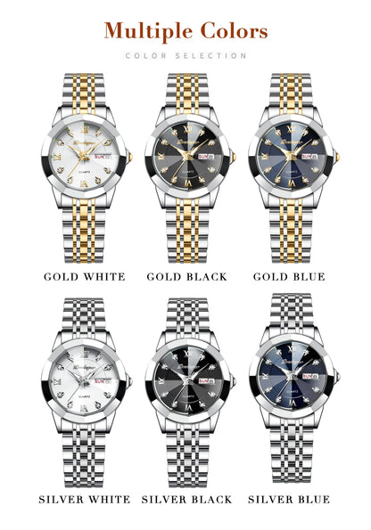 POEDAGAR Top Luxury Woman's Quartz Watch Waterproof Luminous Date Week Ladies Casual Watch Stainless Steel Elegant Women Watches.