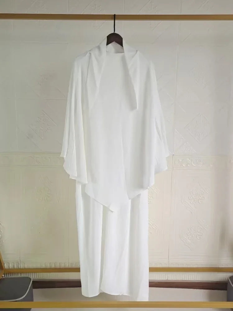 Eid Muslim Women Long Khimar 2 Piece Set Abaya Dress Prayer Garment Hijab Full Cover Islamic Ramadan Kaftan Djellaba 2023