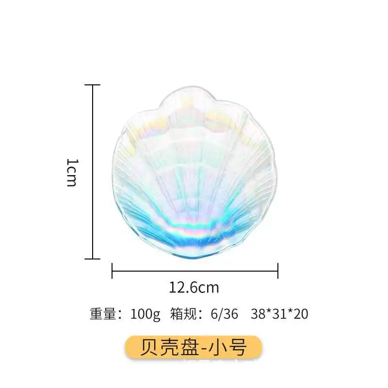 Creative Colorful Glass Shell Dishes Home Marine Fruit European Tray Snacks Ornaments Irregular Plates Home Decorative Plates.
