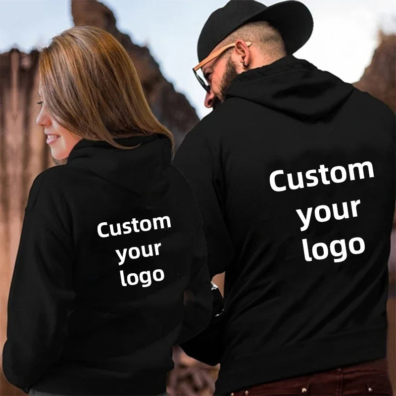 Customized hooded shirt for men and women, featuring photos and logos of your design. High end gifts in EU sizes.