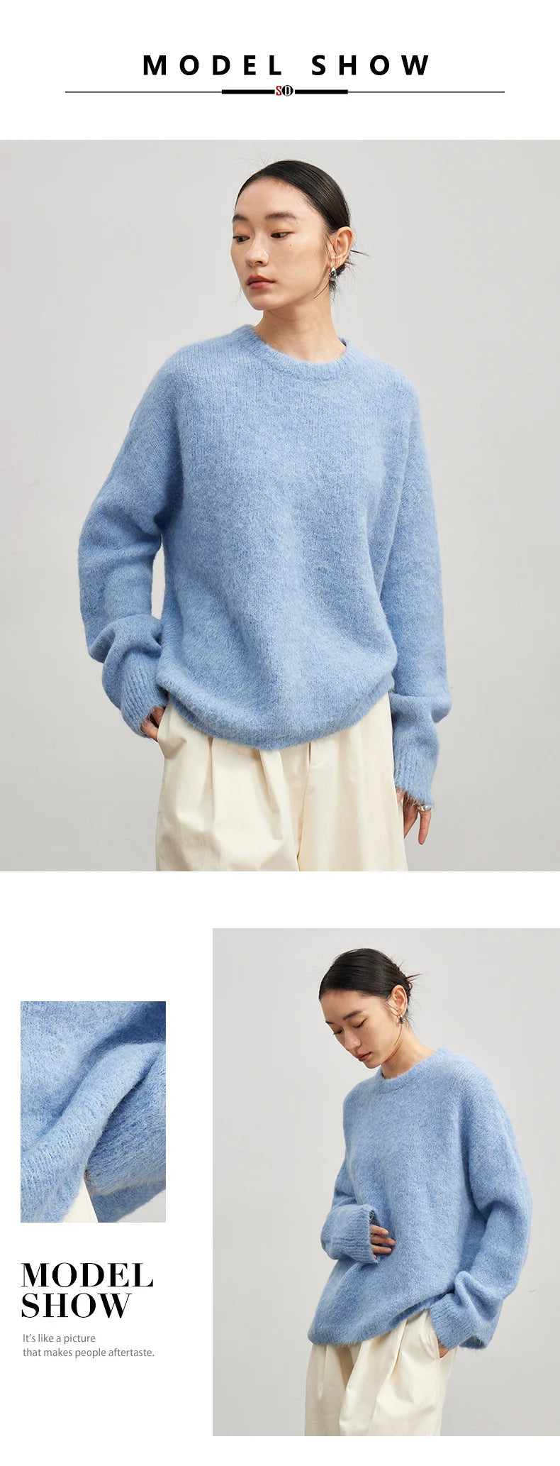 SuyaDream Warm Alpaca Pullovers for Woman, Dropped Sleeved Loose Sweaters, 2025 Fall Winter Top, Camel, Beige.