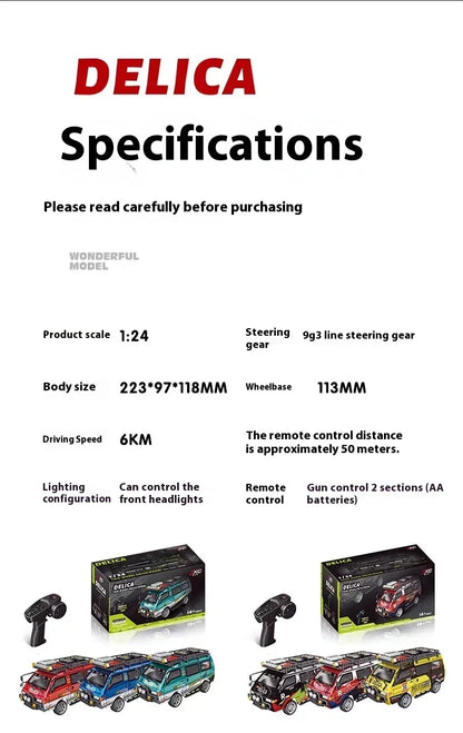 1/24 RC Car 1:24 Scale Mitsubishi Delika Car Model 2WD/4WD High Speed Remote Control Car Toy With Light Gift.