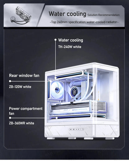 JONSBO D200 MATX Case (Column-Free Curved Sea View/240 Radiator/ATX Power Supply/Digital Display/Type-C Gen2 10Gbps+).