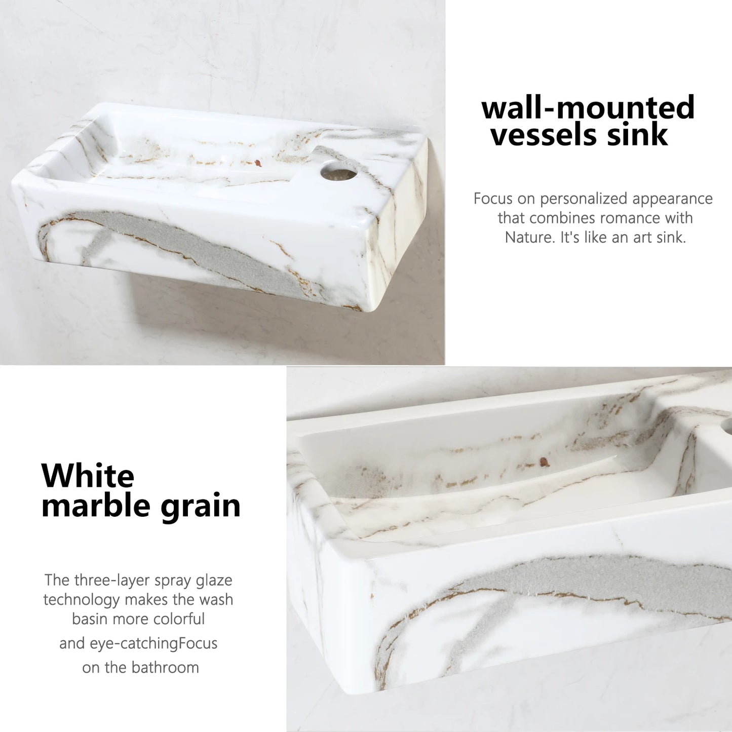 JIENI Art Ceramics Einzelwaschbecken, modernes Wandwaschbecken im europäischen Stil, quadratisches, minimalistisches Waschbecken aus Porzellan