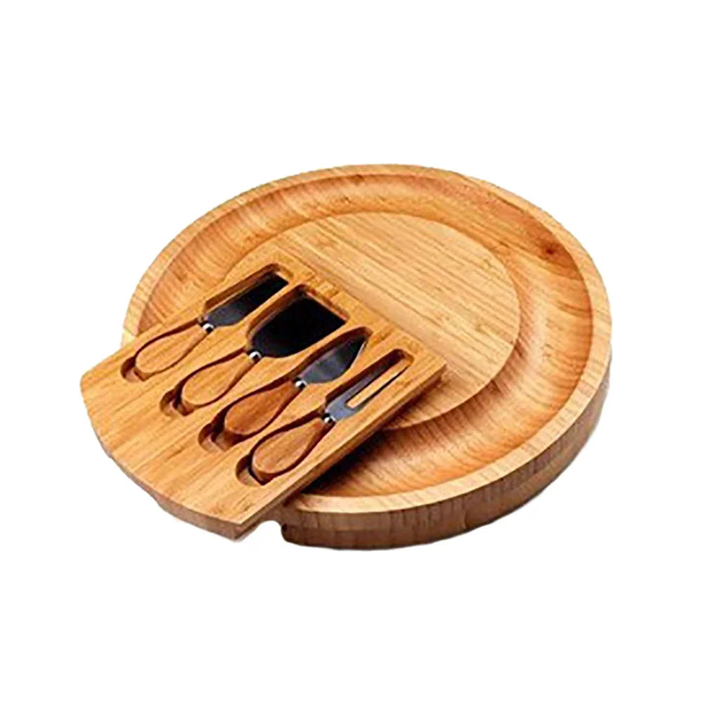 Bamboo Cheese Board Set With Cheese Knife Portable Outdoor Dinner Plates Hotel Restaurant Decoration Accessories Bread Tray set.