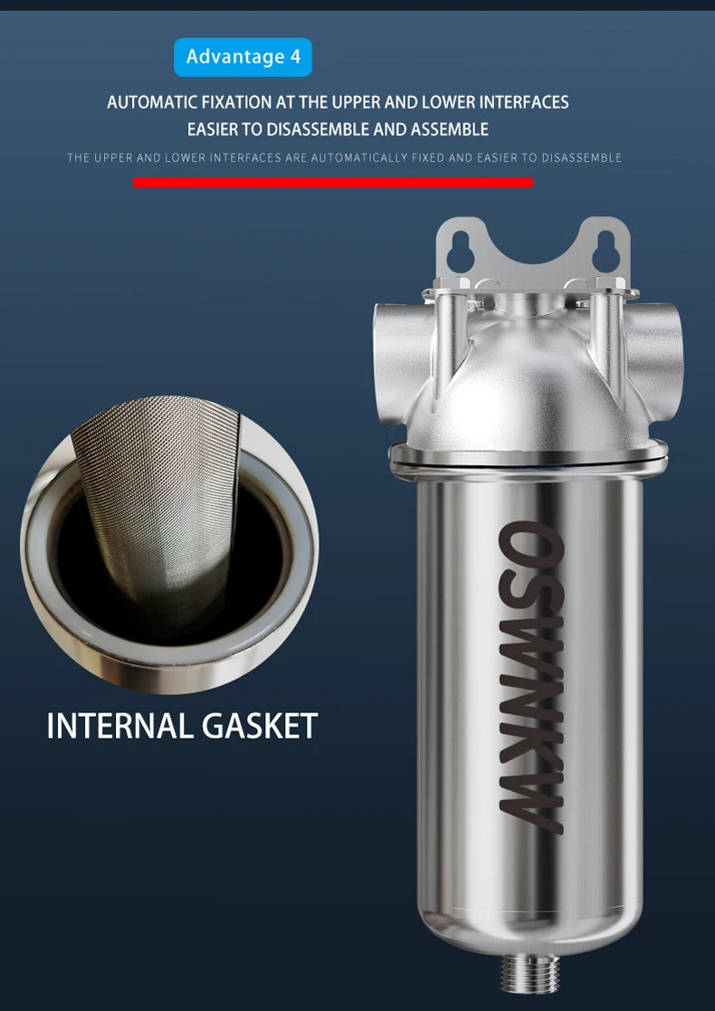 Whole house sediment filter  water filter system 40μm 316 stainless steel mesh.