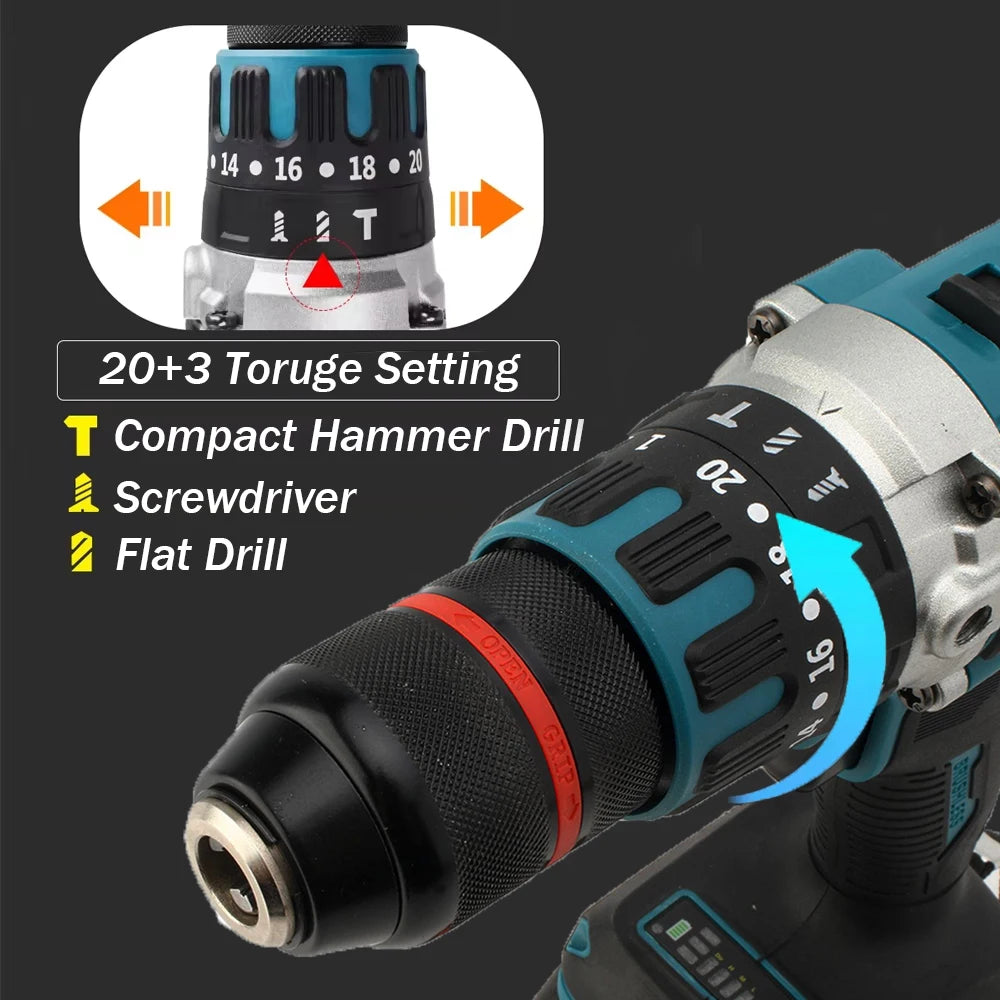 480 N.M Bürstenloser elektrischer Schlagbohrschrauber, 13 mm Akku-Bohrschrauber, Elektroschrauber, DIY-Treiber, Elektrowerkzeug für Makita 18 V Akku-Stift