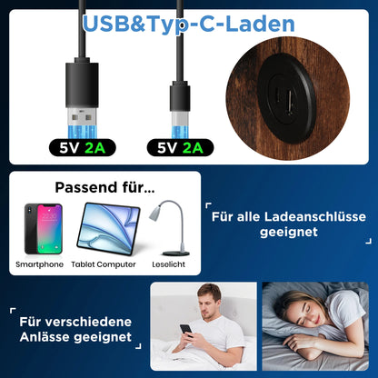 KOMHTOM Doppelbett Polsterbett Grau Baumwolle - Kabelloses Laden USB C, Bettgestell mit Stauraum, Holz-Lattenrost, ohne Matratze