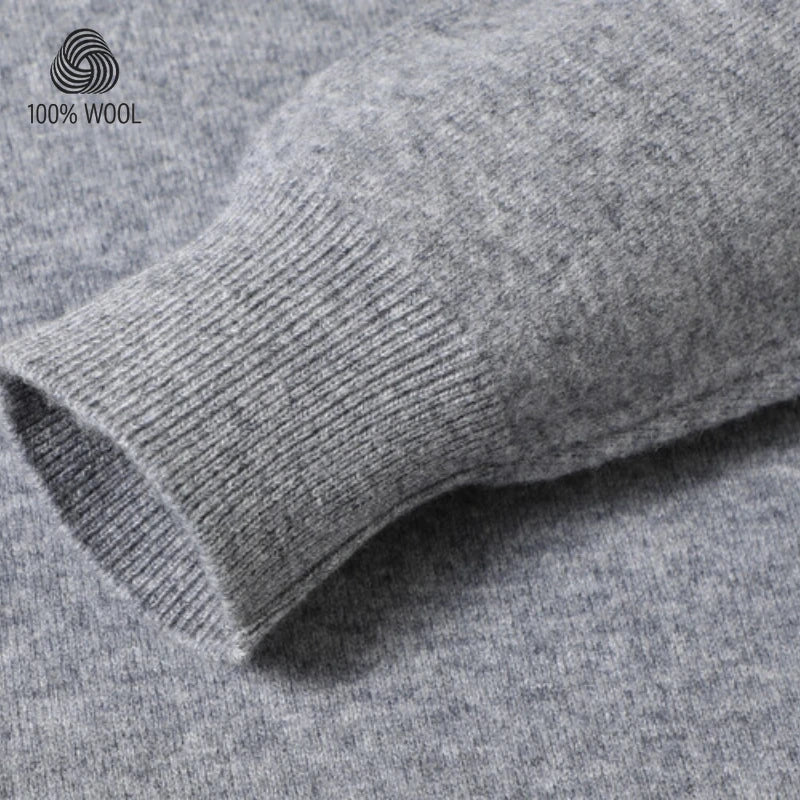 100% Wool. High-quality Men's Warm Sweater, Business Casual Stretchable POLO Shirt, Fall/winter Pullover Knitted Sweater..