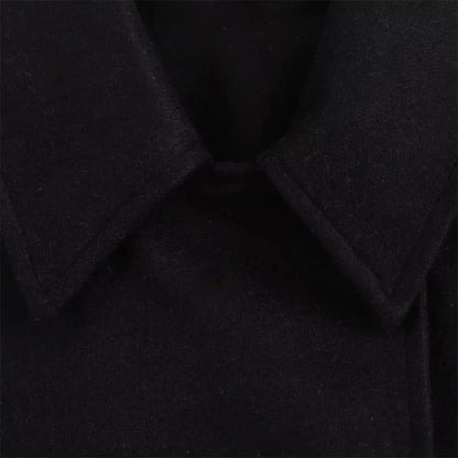 ZBZA Damen Schräge Knopf Lose Fledermausärmel Jacke Mantel Revers Langarm Doppeltasche Warm Solide Farbe Vintage Oberbekleidung Herbst Winter Neue Weibliche Chic Mantel